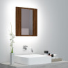 Armario de baño con espejo LED madera marrón roble 40x12x45 cm 1