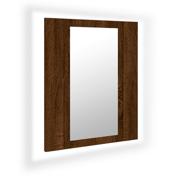 Armario de baño con espejo LED madera marrón roble 40x12x45 cm M 2