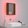 Armario de baño con espejo LED madera marrón roble 40x12x45 cm 3