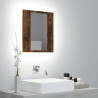 Armario de baño con espejo LED madera roble ahumado 40x12x45 cm 1