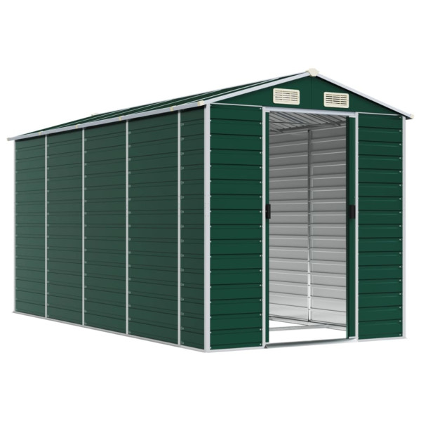 Abrigo de jardim 191x385x198 cm aço galvanizado verde M 3