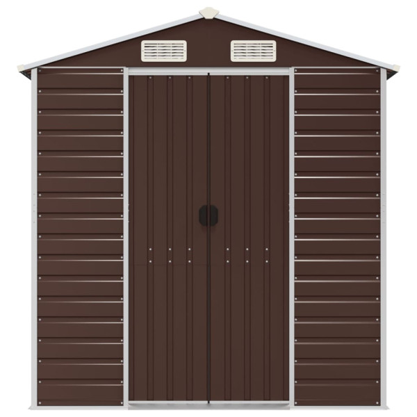 Cobertizo de jardín acero galvanizado marrón 191x980x198 cm M 4