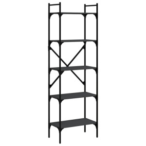 Librería de 5 estantes madera de ingeniería negro 56x31.5x174cm H