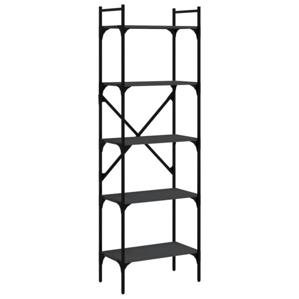 Librería de 5 estantes madera de ingeniería negro 56x31.5x174cm M 2