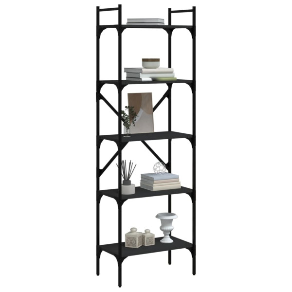 Librería de 5 estantes madera de ingeniería negro 56x31.5x174cm M 3