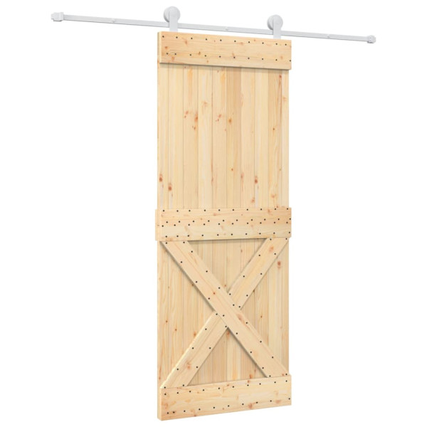 Puerta corredera con herrajes madera maciza de pino 80x210 cm M 2