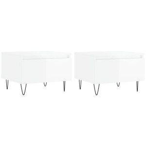 Mesas de centro 2pcs 50x46x35cm deriv. madeira branco brilhante H
