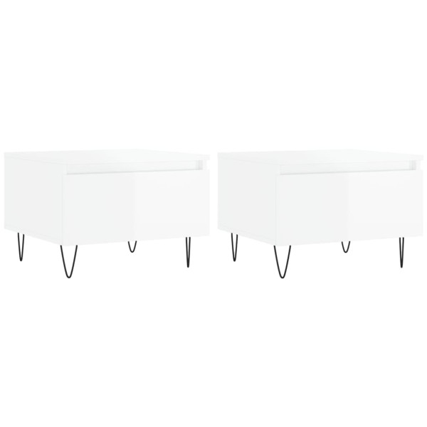 Mesas de centro 2pcs 50x46x35cm deriv. madeira branco brilhante M 2