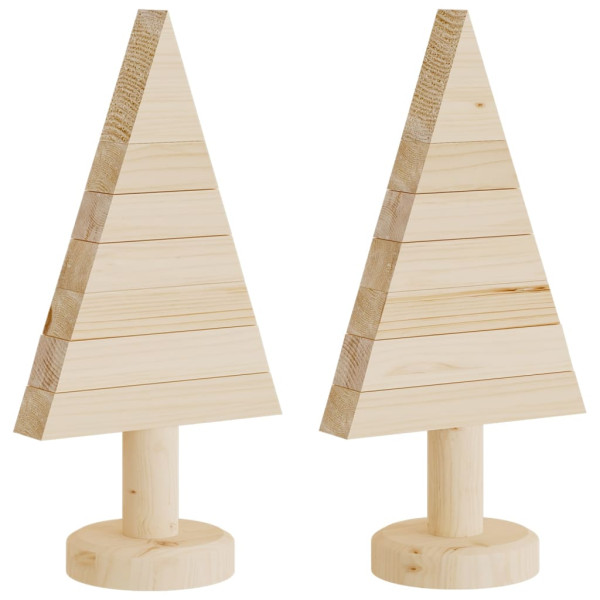 Árvores de Natal decorativas 2pcs 30 cm madeira de pinho maciça M 2