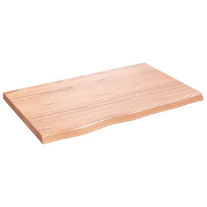 Encimera de baño madera maciza tratada marrón claro 80x50x4 cm H