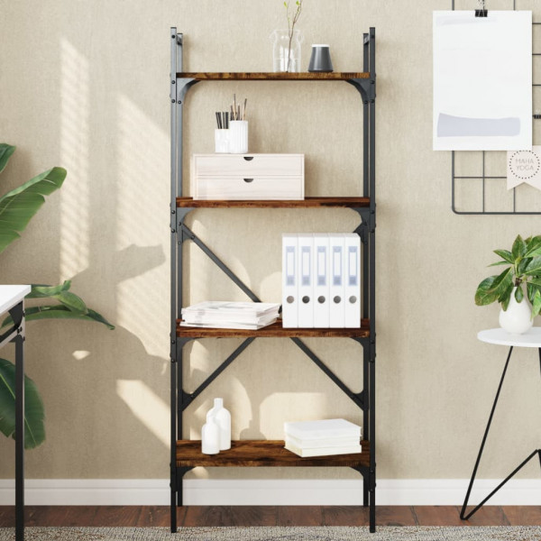 Librería de 4 estantes madera roble ahumado 56x31.5x174 cm D