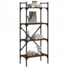 Librería de 4 estantes madera marrón roble 56x31.5x138.5 cm 3