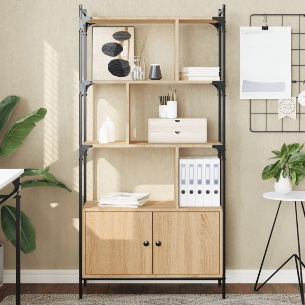 Estantería con puertas madera roble Sonoma 76.5x30x154.5 cm D