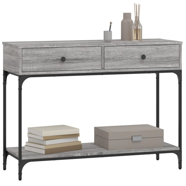 Mesa consola madera de ingeniería gris Sonoma 100x34.5x75 cm M 3