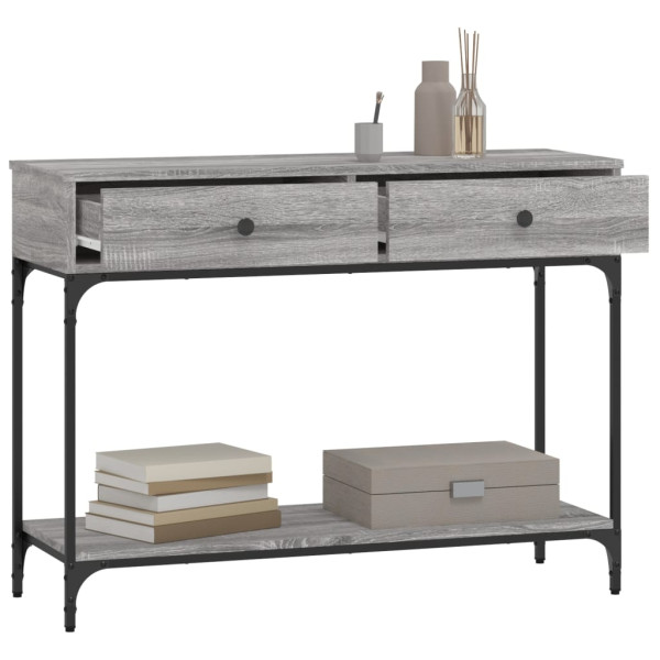 Mesa consola madera de ingeniería gris Sonoma 100x34.5x75 cm M 4