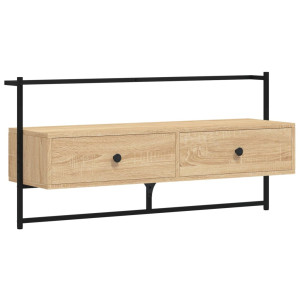 Mueble TV de pared madera ingeniería roble Sonoma 100.5x30x51cm H