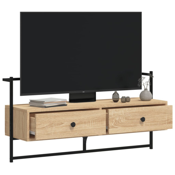 Mueble TV de pared madera ingeniería roble Sonoma 100.5x30x51cm M 3