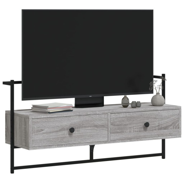Mueble TV de pared madera ingeniería gris Sonoma 100.5x30x51 cm M 4