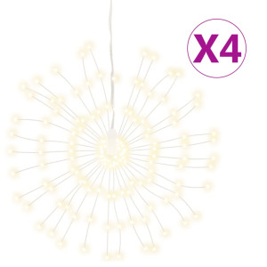 Luces de Navidad de estrellas 4 uds 140 LED blanco cálido 17 cm H