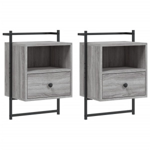 Mesas cabeceira 2 pcs 40x30x61cm deriv. madeira cinzento sonoma H