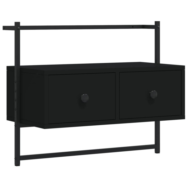 Mueble de TV de pared madera ingeniería negro 60.5x30x51 cm M 2