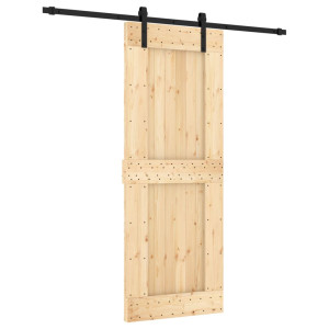 Puerta corredera con herrajes madera maciza de pino 80x210 cm H