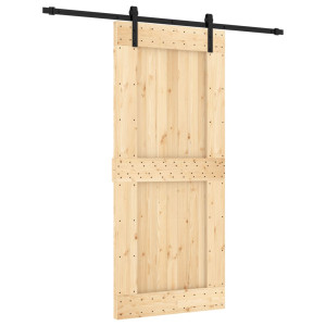 Puerta corredera con herrajes madera maciza de pino 90x210 cm H