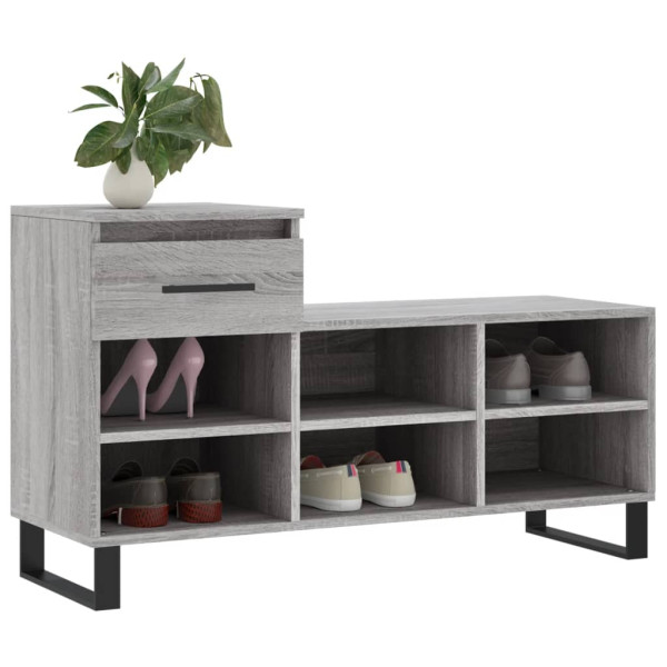 Mueble zapatero madera contrachapada gris Sonoma 102x36x60 cm M 3