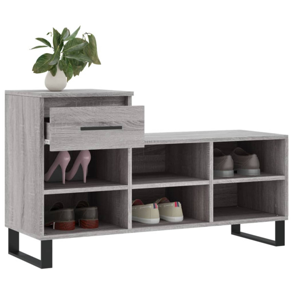 Mueble zapatero madera contrachapada gris Sonoma 102x36x60 cm M 4
