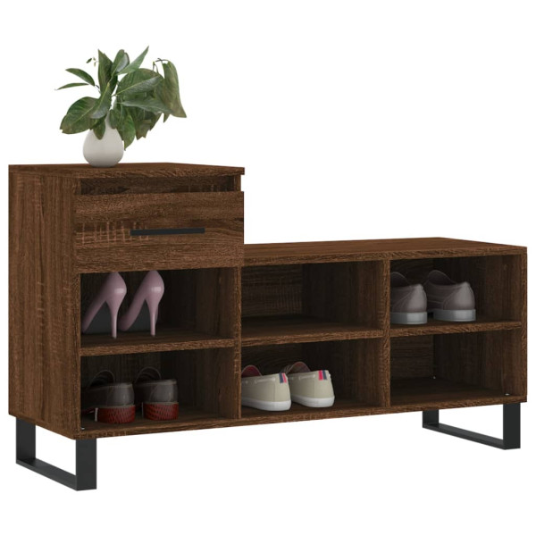 Mueble zapatero madera contrachapada roble marrón 102x36x60 cm M 3