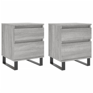 Mesita de noche 2 uds madera ingeniería gris Sonoma 40x35x50 cm H