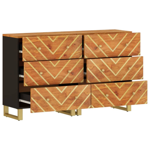 Armario auxiliar 2 uds madera mango marrón negro 60x33.5x75cm M 3