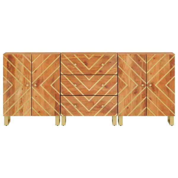 Armario auxiliar 3 uds madera mango marrón negro 60x33.5x75cm M 4