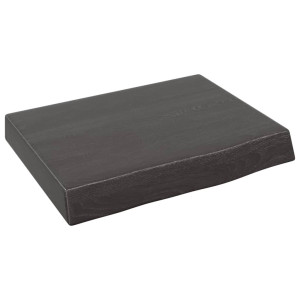 Encimera de baño madera maciza tratada gris oscuro 40x30x6 cm H