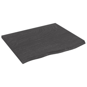 Encimera de baño madera maciza tratada gris oscuro 60x50x2 cm H