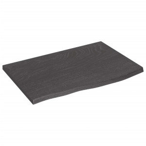 Encimera de baño madera maciza tratada gris oscuro 60x40x2 cm H