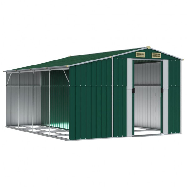 Abrigo de jardim 277x365.5x179 cm aço galvanizado verde M 3