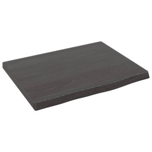 Encimera de baño madera maciza tratada gris oscuro 40x30x2 cm H