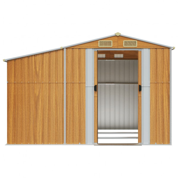 Abrigo de jardim 277x279x179 cm aço galvanizado castanho-claro M 5