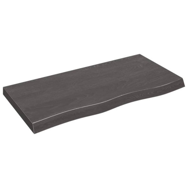 Encimera de baño madera maciza tratada gris oscuro 100x50x6 cm M 2