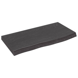 Encimera de baño madera maciza tratada gris oscuro 60x30x4 cm H