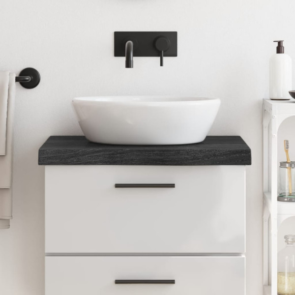 Encimera de baño madera maciza tratada gris oscuro 60x60x6 cm D