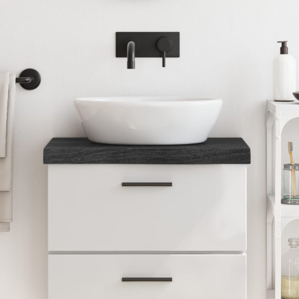Encimera de baño madera maciza tratada gris oscuro 60x40x6 cm D