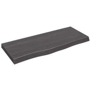 Encimera de baño madera maciza tratada gris oscuro 100x40x6 cm H