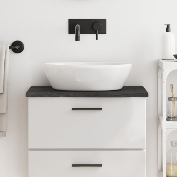 Encimera de baño madera maciza tratada gris oscuro 60x30x2 cm D