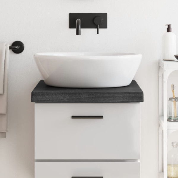 Encimera de baño madera maciza tratada gris oscuro 40x60x6 cm D