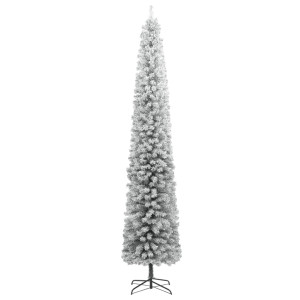 Árvore de Natal fina c/ suporte e flocos de neve 270 cm PVC H