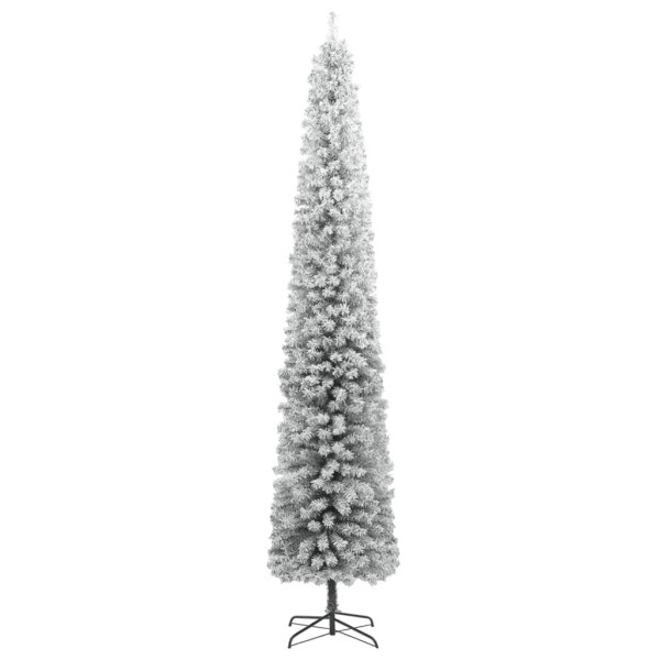 Árbol Navidad estrecho con soporte y nieve artificial PVC 270cm M 2