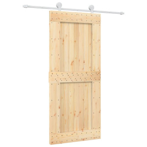 Puerta corredera con herrajes madera maciza de pino 90x210 cm H