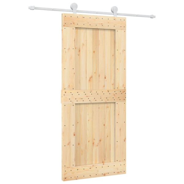 Puerta corredera con herrajes madera maciza de pino 90x210 cm M 2
